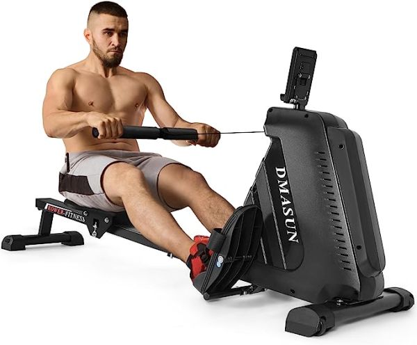 Rowing Machine, DMASUN Magnetic Rower 350 LB Weight Capacity Row Machine with 16 Level Resistance, LCD Display & Comfortable Seat Cushion, Rowing Machines for Home Use Foldable