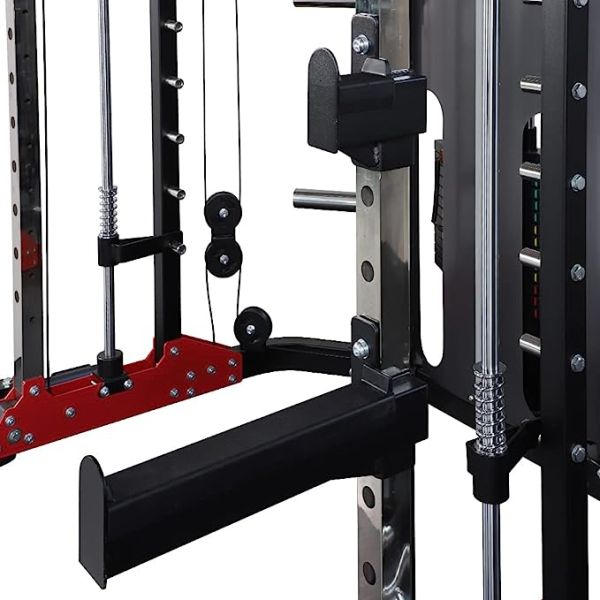 Altas Strength Home Gym Smith Machine with Pulley System Gym Squat Rack Pull Up Bar Upper Body Strength Training Leg Developer Light Commercial Fitness Equipment Included Accessories