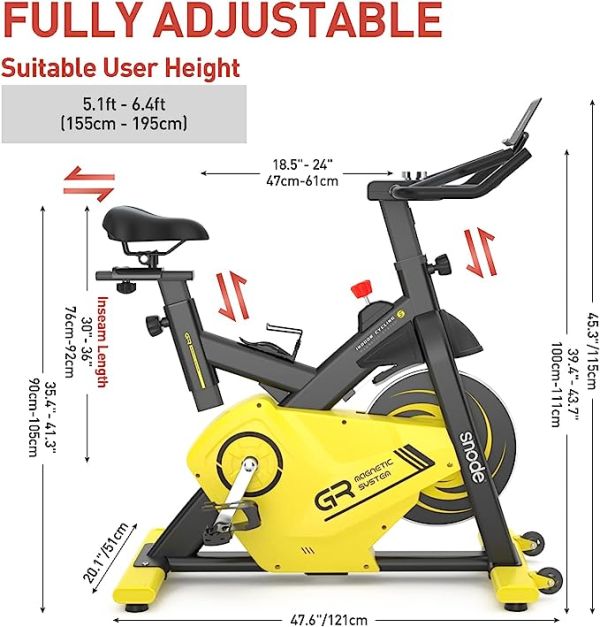 SNODE GR Self-generation Eletronic Stationary Bike with Magnetic Resistance, Indoor Cycling Bike with Tablet Holder, Multi-Grip Handlebar, 331lbs Weight Capacity