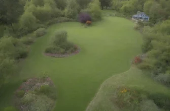 A split scene showing a manicured green lawn on the left with a lawnmower and uniform grass, and on the right a vibrant living ecosystem with diverse wildflowers, butterflies, a small pond, native trees, and a variety of insects, illustrating the transformation from a manicured turf to a biodiverse habitat.