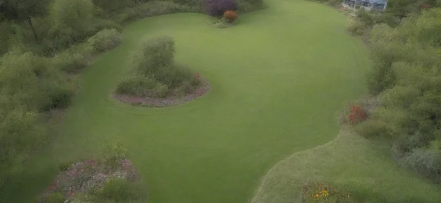 A split scene showing a manicured green lawn on the left with a lawnmower and uniform grass, and on the right a vibrant living ecosystem with diverse wildflowers, butterflies, a small pond, native trees, and a variety of insects, illustrating the transformation from a manicured turf to a biodiverse habitat.