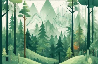 A balanced composition showing a thriving forest landscape with a subtle overlay of financial graphs or charts, symbolizing the economic aspects of rewilding, without any text or symbols
