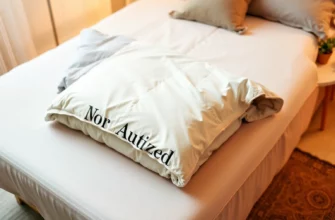 A cozy bedroom scene featuring a neatly folded duvet cover with a weighted blanket inside, placed on a simple bed with a soft, neutral-colored mattress. The duvet cover should be visible, showing its fabric texture and color, while the weighted blanket is partially visible through the open corners. The room should have subtle warm lighting, a small decorative rug on the floor, and a minimalistic bedside table with a small plant. No text, letters, or digits should appear in the image.