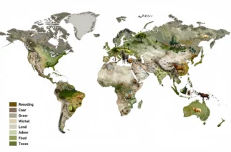 A detailed global map highlighting rewilding project locations, with icons representing wildlife and natural landscapes, in a realistic style