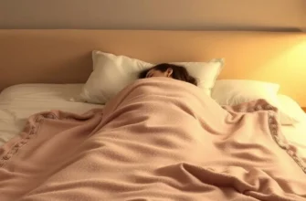 A peaceful bedroom scene in portrait orientation, featuring a person lying on a bed with a soft, evenly weighted blanket draped over them. The blanket should appear dense and comforting, with subtle visual cues of gentle pressure (e.g., faint, soft pressure lines or a subtle glow around the blanket) to convey the science of deep pressure. The lighting is warm and dim, creating a calm, restful atmosphere. No text, letters, or digits should be present in the image.