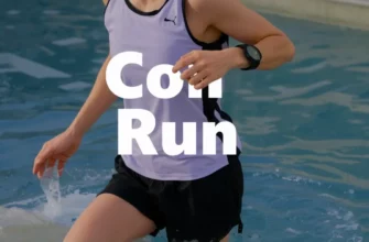A runner stepping into a cold plunge pool after a run, wearing athletic gear, with a visible stopwatch on the wrist, water splashing around, a calm and cool environment, no text or digits
