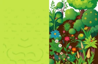 A split-scene illustration showing a manicured, perfectly trimmed lawn on one side, with uniform green grass and a clean, symmetrical layout, transitioning into a vibrant, biodiverse living ecosystem on the other side, featuring a variety of plants, flowers, shrubs, trees, and small wildlife such as insects and birds, with a natural, lush, and slightly wild atmosphere. The transition should be smooth, showing a gradual change in plant density and diversity, with a clear visual contrast between the sterile, manicured grass and the thriving, natural ecosystem.