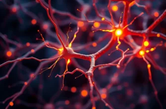 A microscopic view of neurons firing, with glowing synapses and electrical impulses. Focus on the intricate network of connections within the brain.