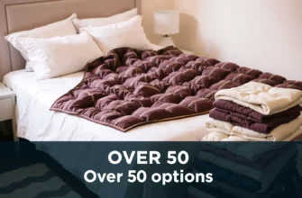 A cozy bedroom scene featuring a premium YNM weighted blanket draped over a neatly made bed, with several other generic weighted blankets stacked or folded nearby to suggest a comparison of over 50 options. Soft natural lighting, warm tones, and a subtle sense of comfort and quality. No text, logos, or people in the frame.
