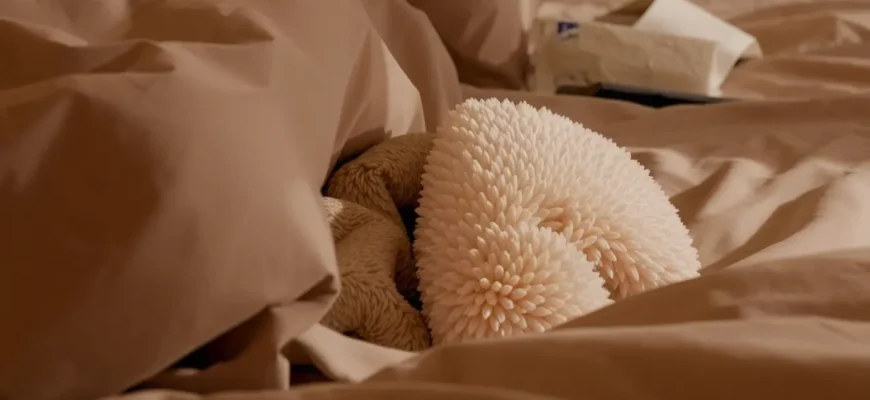 A cozy bedroom scene. A duvet cover is partially open, revealing a weighted blanket inside. The blanket is soft and plush, contrasting with the smooth fabric of the duvet cover. Soft, warm lighting. Focus on the textures of the blanket and duvet cover.