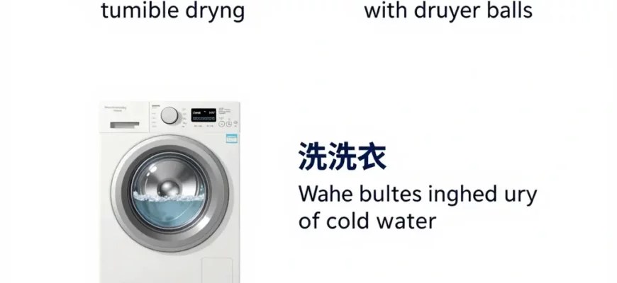 A detailed infographic-style illustration showing the complete process of using a weighted blanket, including sections on drying methods (air drying on a clothesline, tumble drying with dryer balls), washing instructions (machine washing with cold water, gentle cycle), and care tips (avoiding bleach, checking weight distribution), with clear labels and step-by-step visuals in a clean, modern design