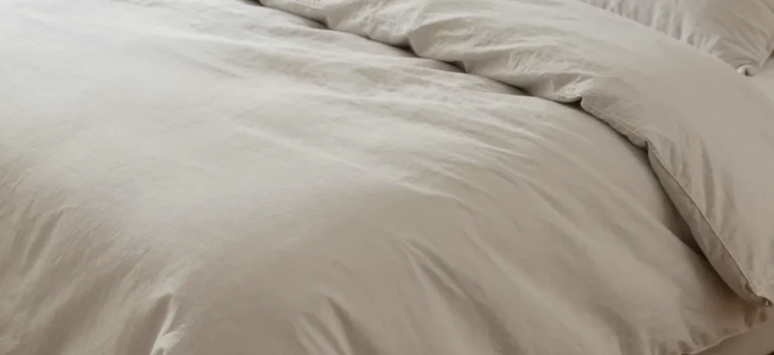 A cozy bedroom scene featuring a neatly made bed with a 60x80 weighted blanket duvet cover in a neutral tone, soft lighting, and subtle texture details highlighting the fabric's weight and comfort, no text or numbers visible