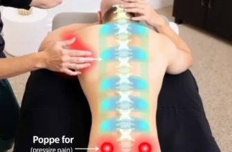 A medical professional or chiropractor examining a person's spine and posture while they lie on a weighted blanket, with clear visual indicators showing proper vs. improper weight distribution and potential pressure points causing pain, in a clean clinical or home setting